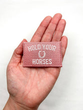 Load image into Gallery viewer, Pink and White Hold Your Horses Iron On Patch, Western Gift