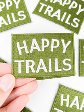 Load image into Gallery viewer, Happy Trails Embroidered Iron-On Patch Green and White