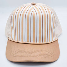 Load image into Gallery viewer, Neutral Stripe Structured Cotton Trucker Hat – Fully Adjustable Boutique Blank Cap