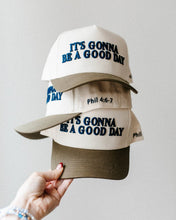 Load image into Gallery viewer, It's Gonna Be a Good Day Hat Olive Green &amp; Navy