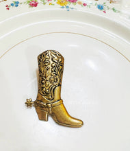 Load image into Gallery viewer, Western Aged Brass Cowboy Boot Hat Pin