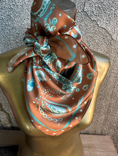 Load image into Gallery viewer, Rust Turquoise Paisley Wild Rag