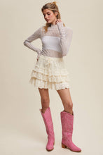 Load image into Gallery viewer, Semi Sheer Textured Lace Long-Sleeve Layering Top LT1424