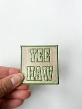 Load image into Gallery viewer, Green Yee Haw Embroidered Iron On Patch Hats &amp; Clothing