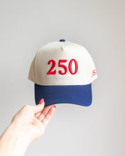 Load image into Gallery viewer, 250 USA High-Profile Hat - Navy, Red &amp; Cream