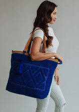 Load image into Gallery viewer, Electric Blue Diamond Pattern Tote