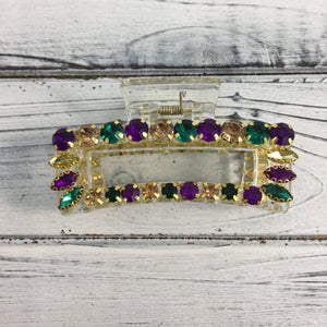 Mardi Gras gemstone claw clips