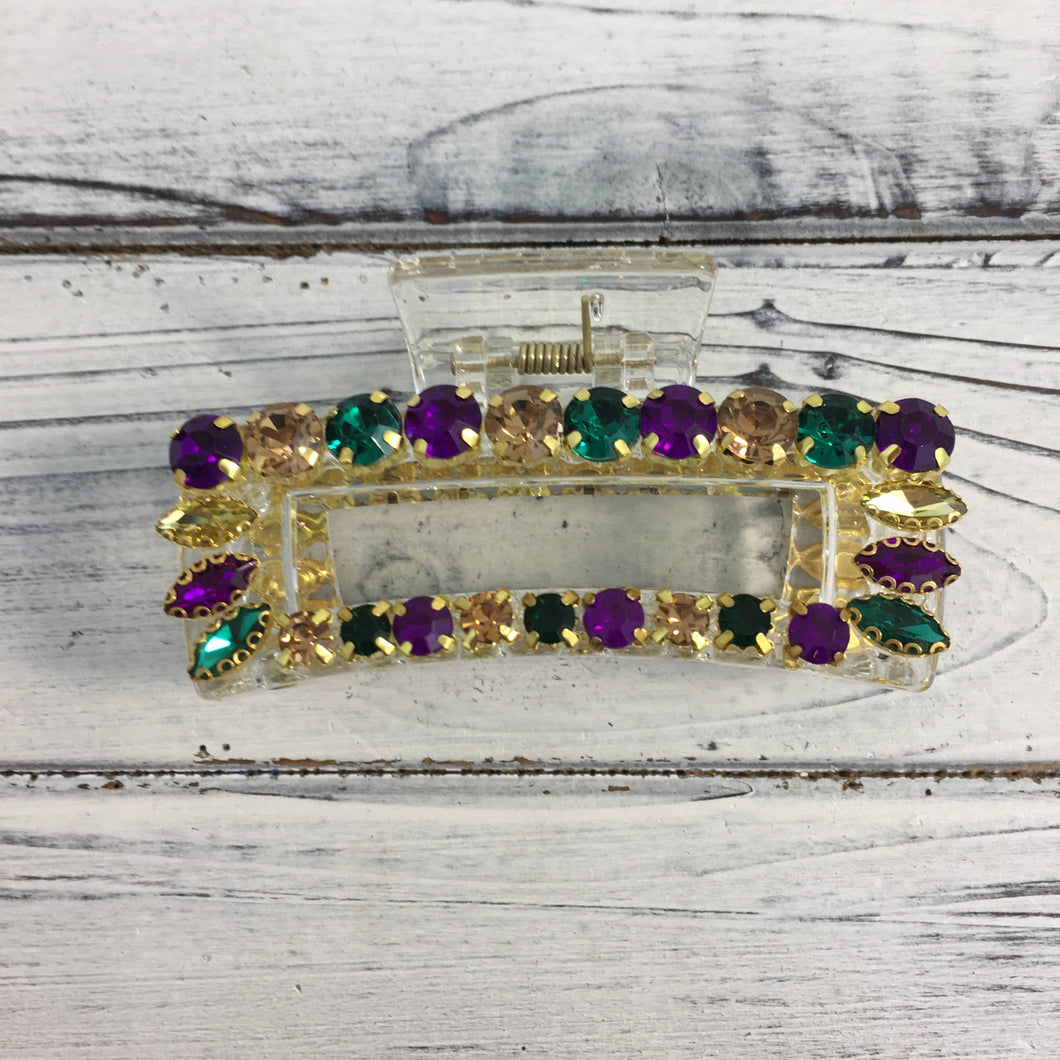 Mardi Gras gemstone claw clips