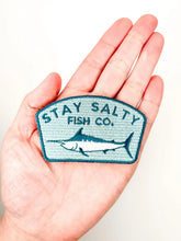 Load image into Gallery viewer, Stay Salty Fish Co. Embroidered Iron-On Patch with Marlin