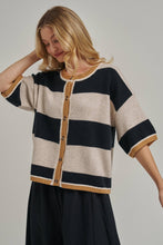 Load image into Gallery viewer, WIDE STRIPE LOOSE FIT SWEATER CARDIGAN_JLT00402-01