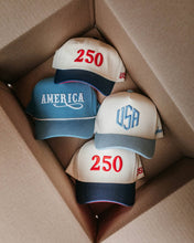 Load image into Gallery viewer, 250 USA Low-Profile Baseball Hat - Navy, Red &amp; Cream
