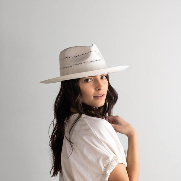 Gigi Pip Arlo Straw Teardrop Fedora Cream Hat GIGI PIP Arlo Cream Band Straw Teardrop Fedora Hat main image 3